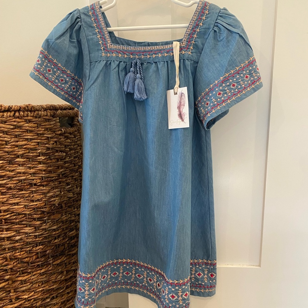 Chambray Embroidered Dress